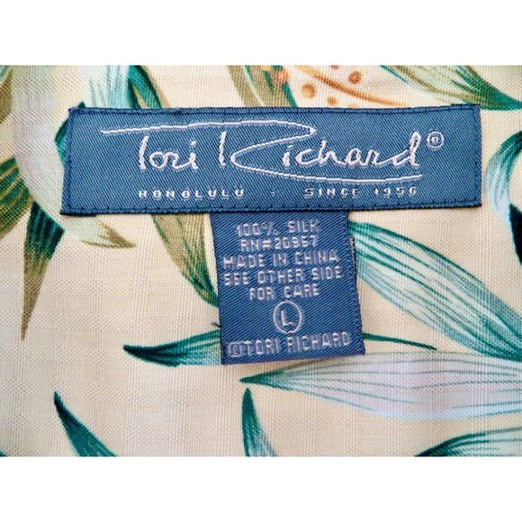 NEW! Tori Richard Honolulu 100% Silk Button Front Tropical Shirt Yellow SZ L - Picture 5 of 5